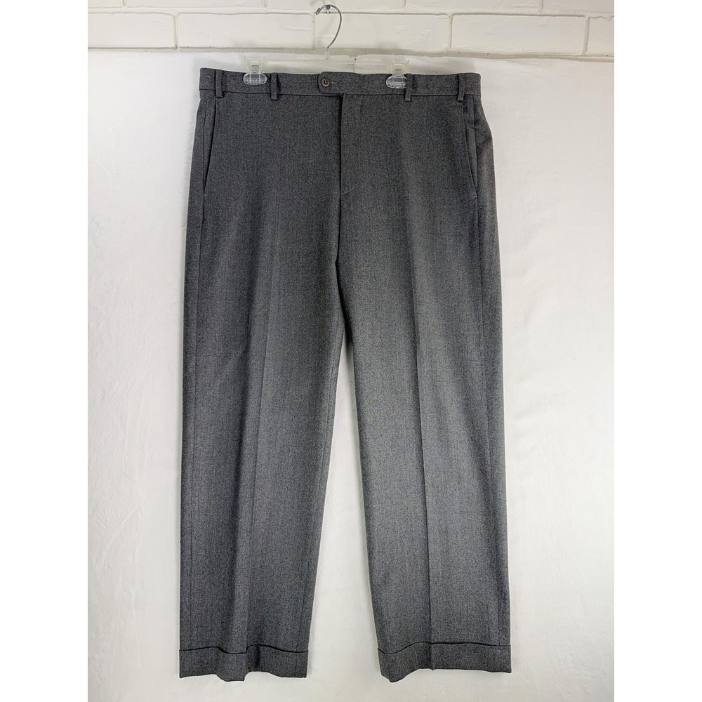 Zanella Pants Mens 38x29 Gray Super 120s Wool Dress Cuffed Italy Trousers Formal